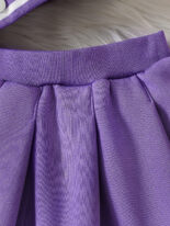 Average Girls Letter Embroidery PU Leather Long Sleeve Placket Baseball Jersey Fleece Jacket Skirt Three-Piece Set - Image 6