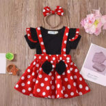 Girl princess dress, cute polka dot mesh skirt, girl dress, short skirt three-piece set