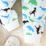 New fall two-piece baby boy athleisure dinosaur print pattern hooded long-sleeved top and trouser set - Image 7
