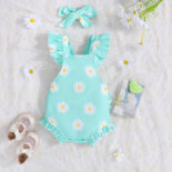 Children's clothing hot girl baby print one-piece crawling clothes