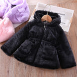 Girls' winter clothes with thick cotton coats, children's ear hair sweaters, children's baby rabbit hair warm little cotton clothes - Image 7