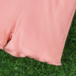 Children's clothing new round neck pit stripe flower print top with solid color fungus shorts two-piece set - Image 3