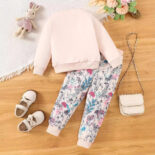 New girl cute rabbit print sports girl sweatshirt set - Image 2