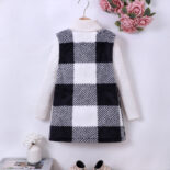 Children's Clothing Zhongda Children's New Girls Autumn and Winter Black and White Plush Vest Jacket - Image 2