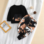 New Children's Cotton Suit Infant Baby Style Printed Autumn Clothes and Autumn Pants Two-piece Set for Boys and Girls