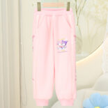 Autumn Girls Long Sleeve Color-Blocked Fleece Hooded Sweatshirt Set Style Casual and Versatile Two-Piece Pair Girls Kids - Image 6