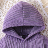 Girls cute cat long-sleeved solid color pit strip two-piece suit - Image 5