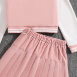 Girls' Spring and Autumn Sportswear New Baseball Jersey Jacket Pleated Skirt College Style Two-Piece Set - Image 8