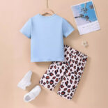 لآaby girl summer cartoon avatar leopard print short sleeve top two-piece set tide - Image 4