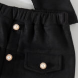 Children's clothing high-end suit, autumn and winter, new woolen long-sleeved short coat + short skirt + beret girl suit - Image 6