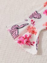 Fall Comfortable Newborn Baby Butterfly Print Long Sleeve One-piece Jacket Flared Pants Headband 3-Piece Set - Image 7