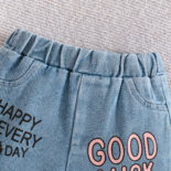 Fashion trend girls black pit strip long sleeve fashion jeans three-piece suit - Image 3