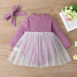 Spring and Autumn New Baby Crawling Clothes Girls Long-sleeved Onesies, Pink Stitching Baby Girls Super Cute Clothes - Image 9