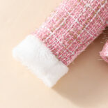 Baby girl small fragrance suit autumn move new fur spliced jacket + shorts + beret three-piece set - Image 9