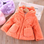 Girls' winter clothes with thick cotton coats, children's ear hair sweaters, children's baby rabbit hair warm little cotton clothes - Image 2