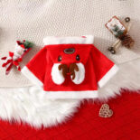 Dress up kids hooded red deer fur coat little kids top - Image 2