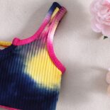 Infants, boys, girls and babies summer tie-dye sets, breathable tops and shorts, fashion suits - Image 3