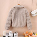 Children's Wear Medium and Big Children's New Girls Autumn and Winter Thickened Plush Short Jacket - Image 2