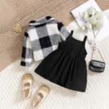 Girl's Jacket Skirt Set Autumn and Winter Style Little Fragrance Baby Skirt Set Baby Wear New - Image 3
