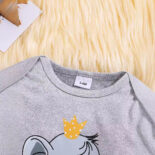 Baby children's clothes autumn and winter new cartoon baby print jumpsuits, striped pants, hats, three-piece set - Image 2