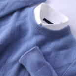 Autumn and winter new men's cashmere sweater thickened pullover solid color sweater business casual loose wool knit base layer