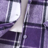 Children's Clothing Medium and Big Children's New Girls Autumn and Winter Plaid Wool Collar Long Jacket - Image 5