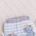 Baby children's clothes autumn and winter new cartoon baby print jumpsuits, striped pants, hats, three-piece set - Image 3