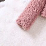 Children's Clothing Medium and Big Girls Autumn and Winter New Plush Jacket Knitted Dress Set - Image 5