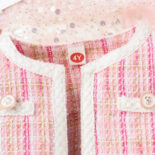 Autumn/Winter New Girls' Set Solid Color High Neck T Small Fragrant Striped Skirt Set with Bag - Image 4