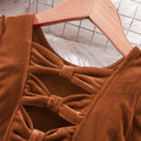 Children's Clothing New Girls Autumn and Winter Velvet Bow Princess Dress - Image 5