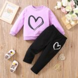 Autumn and winter love pullover long sleeved+long pants set, fashionable style 2-piece set