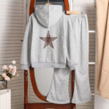 Children's clothing girls' autumn clothes new five-pointed star print loose hooded long-sleeved sweatshirt trousers two-piece set