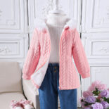 Children's Clothing New Girls Autumn and Winter Thickened Plush Midi Hooded Jacket