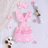 Girls Summer Crawling Clothes Newborn Baby Onesie Baby Double Layer Clothes Suspenders Triangle - Image 3