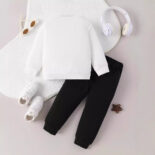 Spring and autumn new round neck long-sleeved top with long pants baby boy fashion and handsome two-piece suit - Image 2