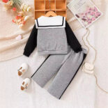 Children's Clothing Girls Spring Autumn Little Children's Big Butterfly Embroidery Casual Pants Set - Image 2