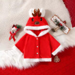 Dress up kids hooded red deer fur coat little kids top