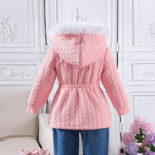 Children's Clothing New Girls Autumn and Winter Thickened Plush Midi Hooded Jacket - Image 2