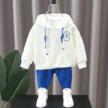 Boy's Spring and Autumn Clothes Set New Boys Baby Autumn Clothes Small Kids Handsome Sweatshirt Two-Piece Trend - Image 2