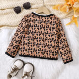 Children's Clothing New Girls Spring and Autumn Long Sleeve Check Small Cardigan Jacket - Image 2
