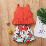 Summer Baby Girl Camisole Floral Rose Carnation Carnation Shorts Duo Set - Image 4