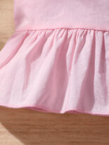 Girls' Spring and Autumn New Top Solid Color Strap Top+Flower Printed Shorts Two Piece Set - Image 5