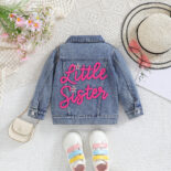 Girls denim jacket new 0-3 years old clothes spring and autumn clothes children's autumn letter tops - Image 2