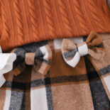 Spring and autumn girls' suit, college style long-sleeved shirt + plaid skirt + sweater vest three-piece set - Image 3