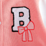 Girls' casual baseball uniform jacket + solid color pleated skirt set College style children's set - Image 3
