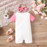 Newborn babies and toddlers stitched with short sleeves and cute skirts, small elephant prints can be opened, and the one-piece crawling clothes tide - Image 2