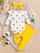Autumn and winter new white love stitching long-sleeved jumpsuit, solid color trousers, super cute three-piece girl suit