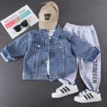 Children's Clothes Boys Autumn Clothes Set Spring New Denim Spring and Autumn Baby Boy Handsome Three-Piece Set - Image 2