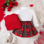 Autumn and winter children's skirt set, baby girl, girl baby dress set, children's skirt three-piece - Image 2