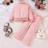 Children's Clothing Autumn and Winter New Lapel Zipper Jacket + Flared Pants Set for Girls and Girls - Image 2